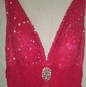 Hot Pink Sequined Long Dress